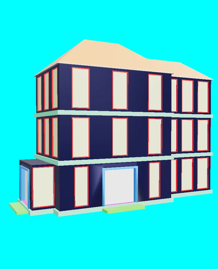 low poly modern building