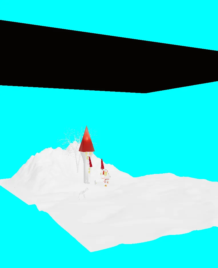 low poly mountain scene